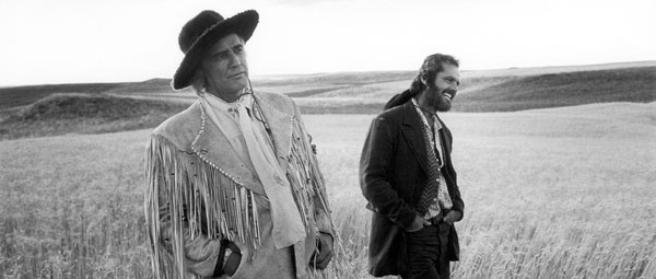 de twee acteerhelden op de set van The Missouri Breaks