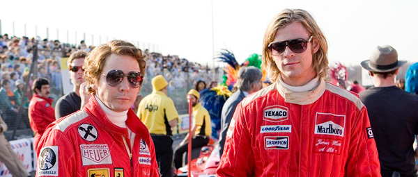 Rush: Brühl als Niki - 'ratface' - Lauda en Helmsworth als James Hunt